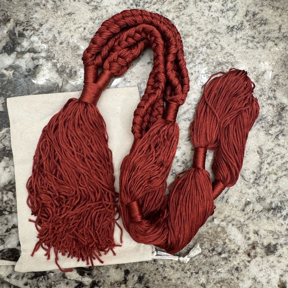 Free People Deep Red Braided Tassel Necklace